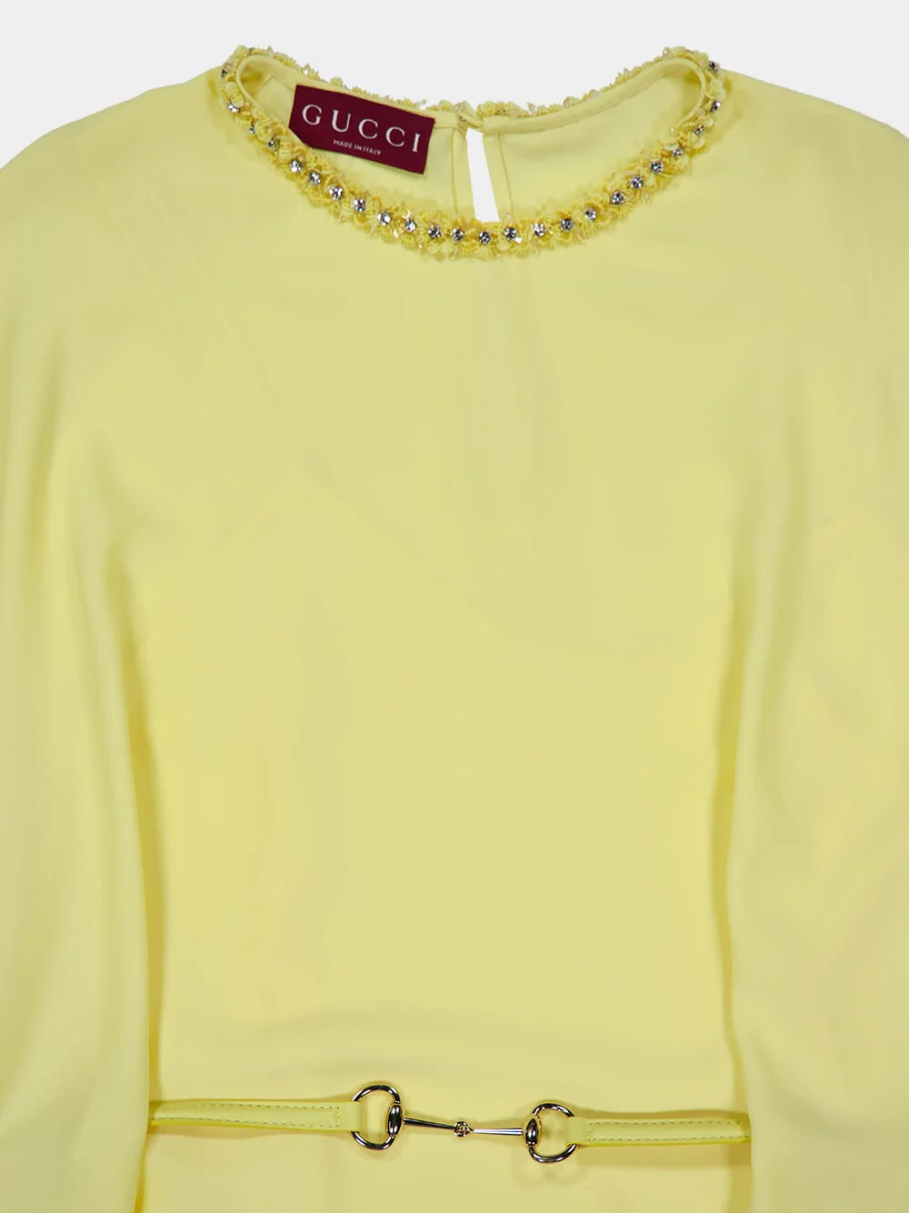 Light Yellow Silk Cady Dress with Belt - Image 3