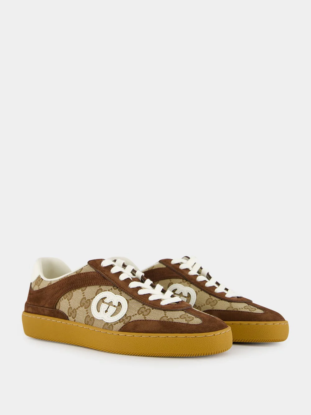 Men's Trainer in Dark Brown Suede with Interlocking G Logo - Image 3