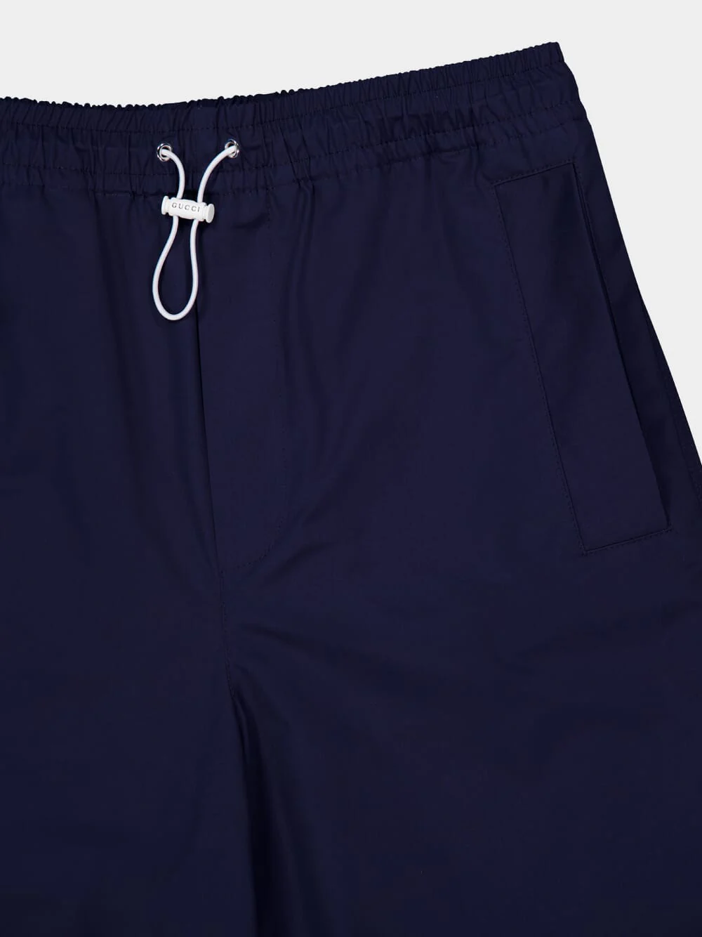 Navy Blue Cotton Poplin Tailored Shorts - Image 3