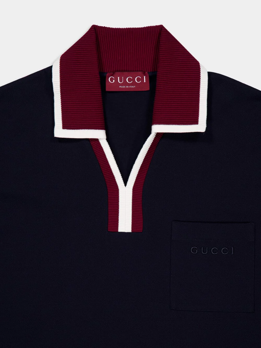 Navy Cotton Piqué Polo with Contrast Trim - Image 3