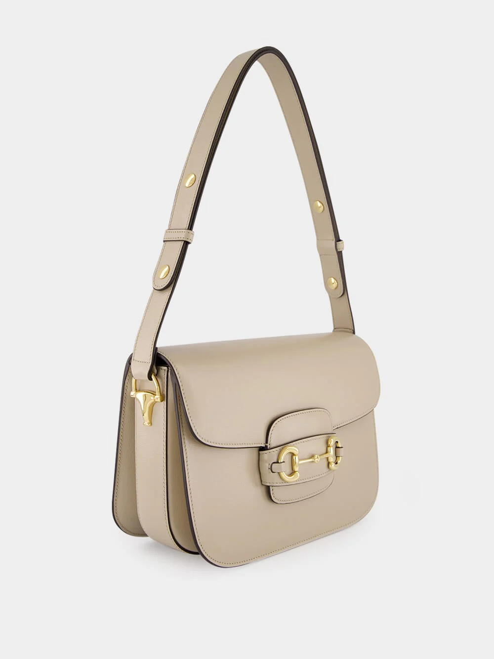 Oatmeal Leather Horsebit Shoulder Bag - Image 3