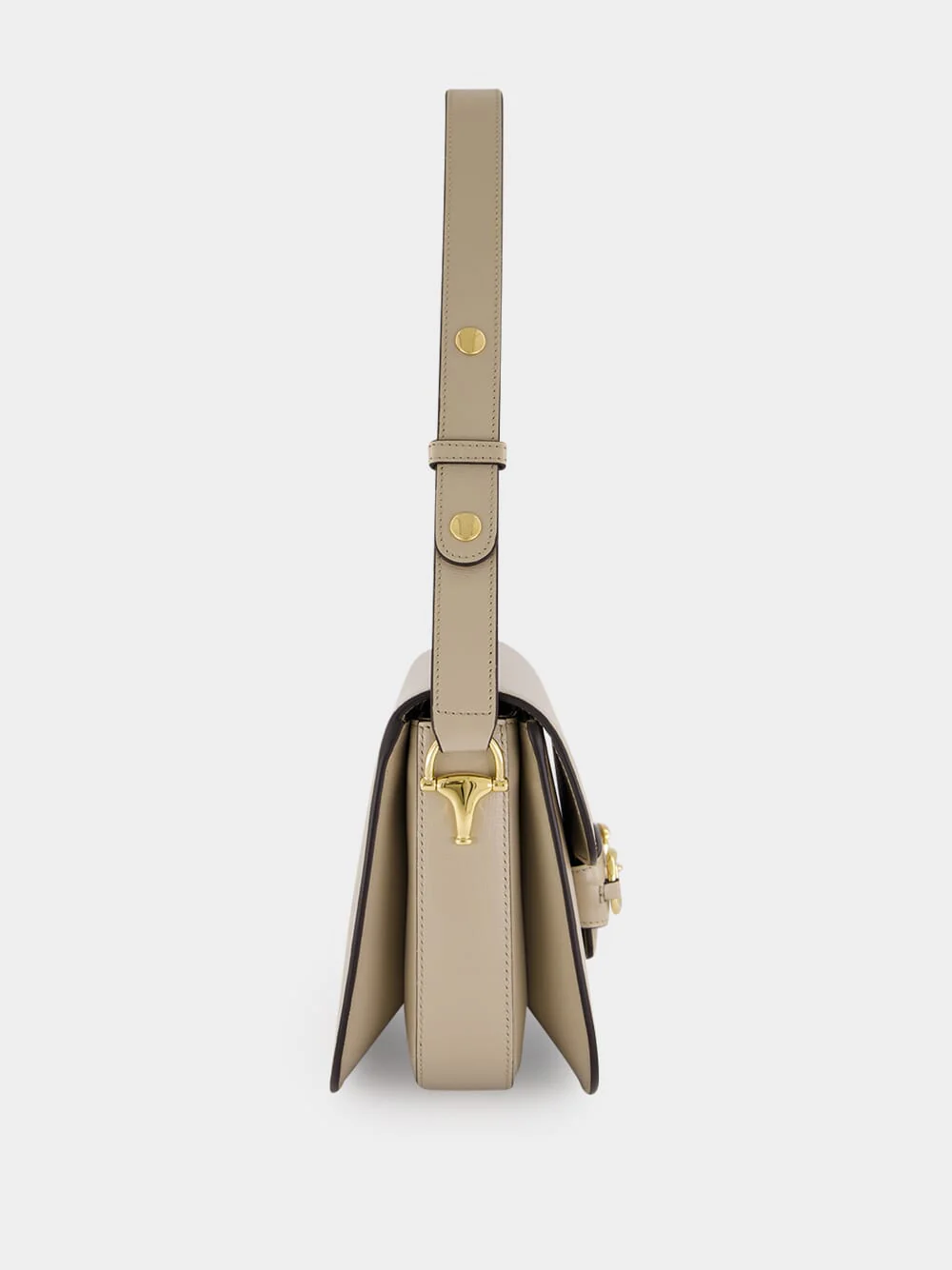 Oatmeal Leather Horsebit Shoulder Bag - Image 4
