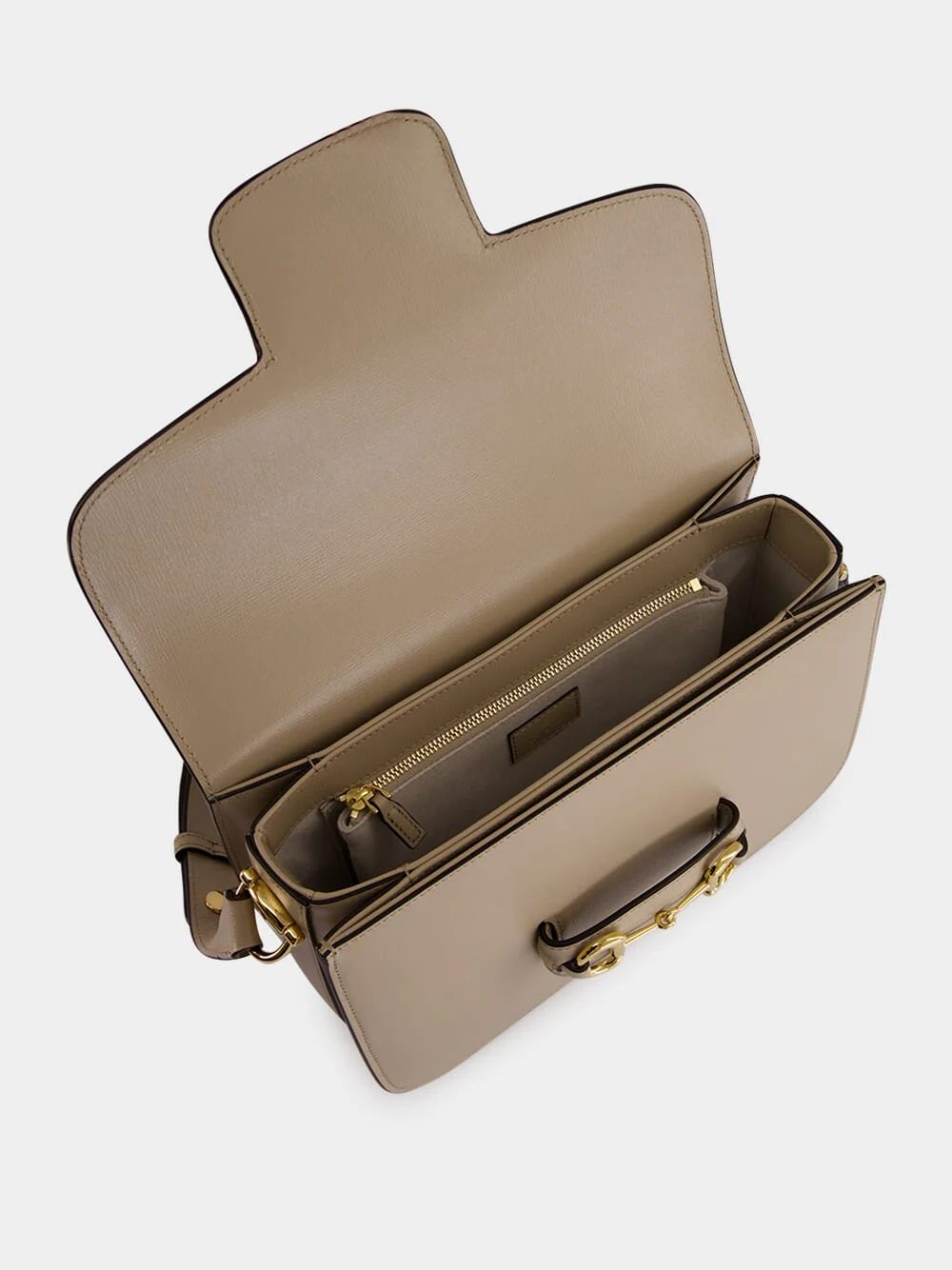 Oatmeal Leather Horsebit Shoulder Bag - Image 5