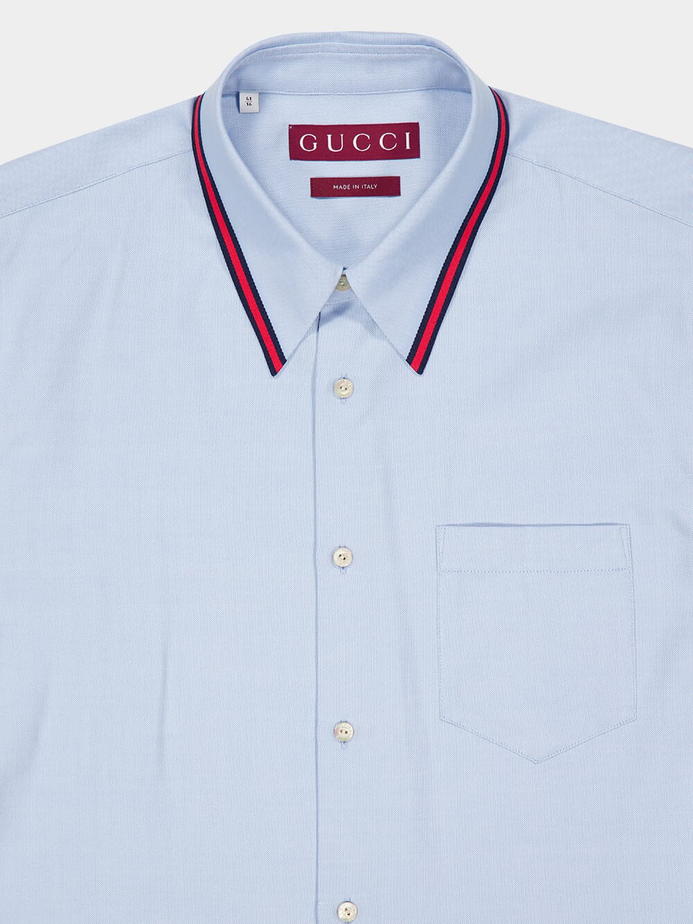 Pale Blue Oxford Cotton Shirt with Web Collar - Image 3