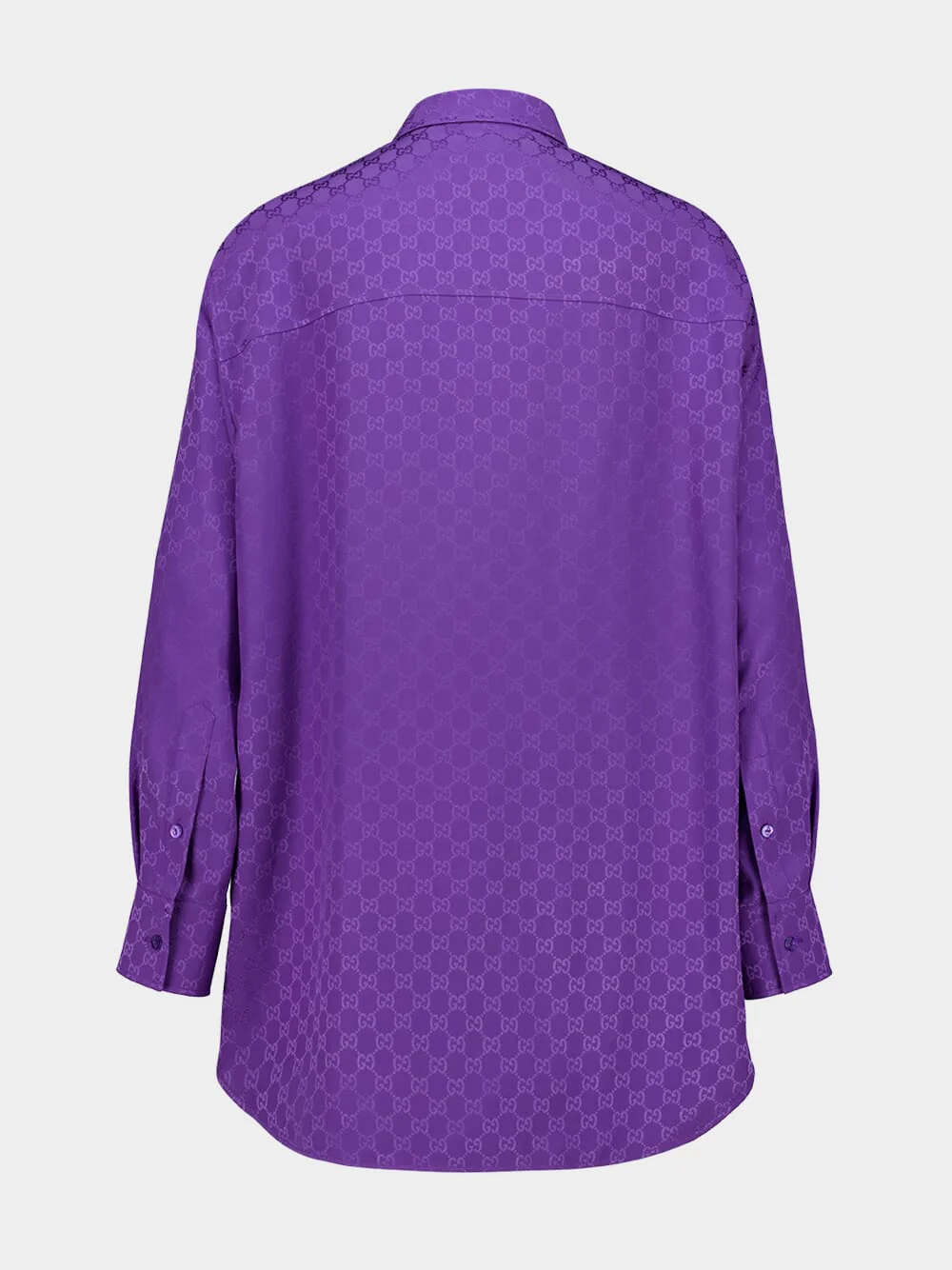 Purple GG Silk Jacquard Oversize Shirt - Image 2
