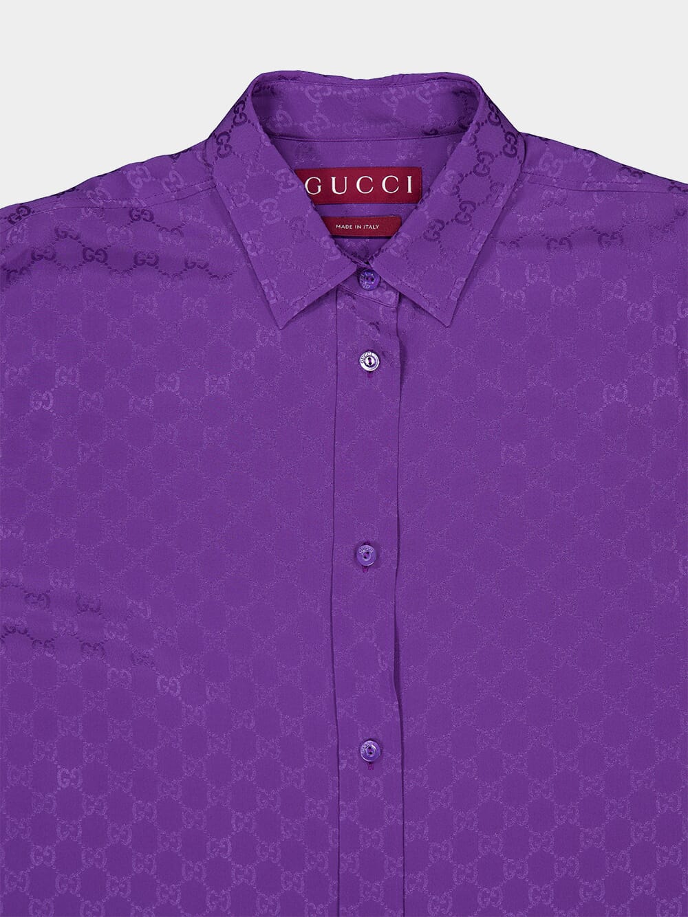 Purple GG Silk Jacquard Oversize Shirt - Image 3