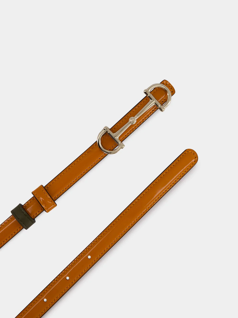 Reversible Orange and Forest Green Horsebit Belt - Image 2