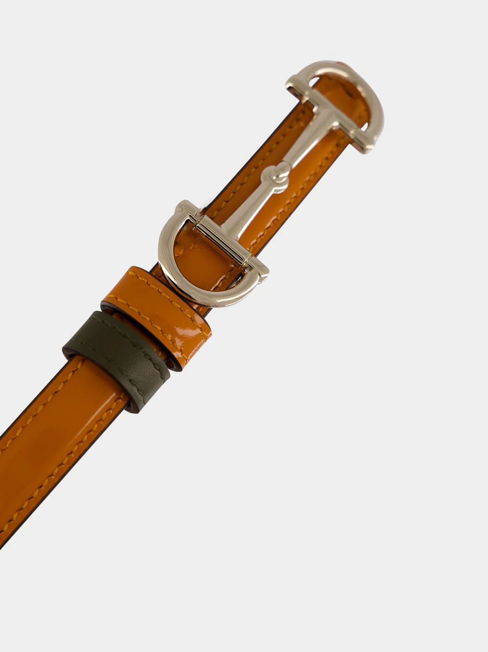 Reversible Orange and Forest Green Horsebit Belt - Image 3