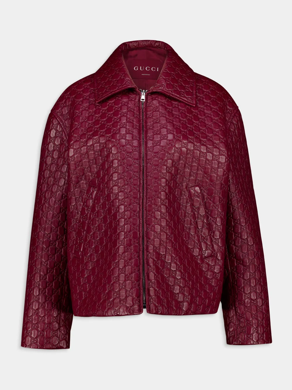 Rosso Ancora Embossed Leather Jacket