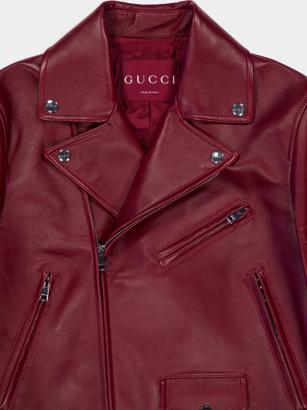 Rosso Ancora Red Leather Biker Jacket - Image 3
