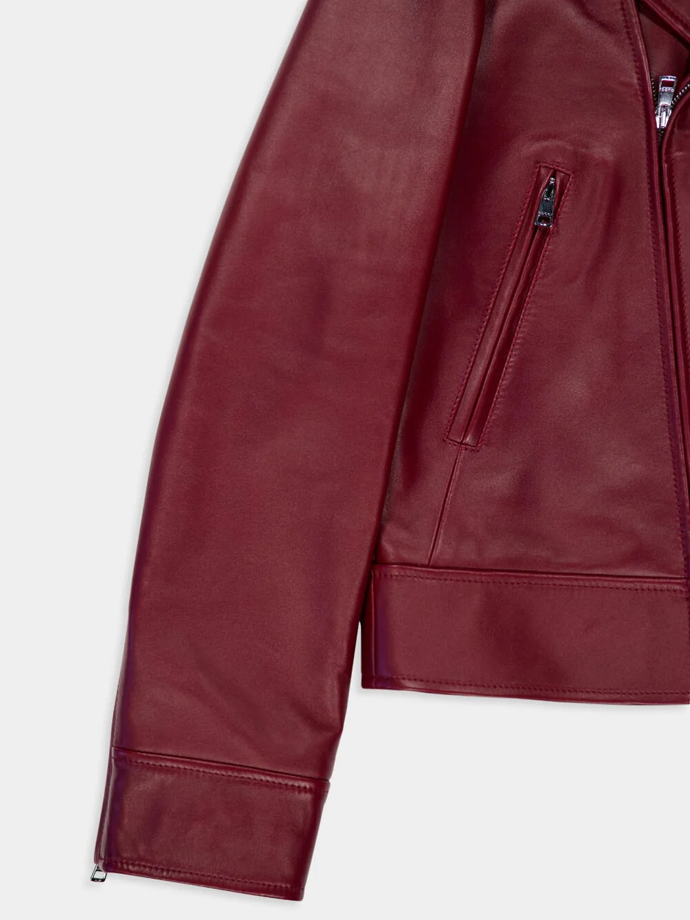 Rosso Ancora Red Leather Biker Jacket - Image 4
