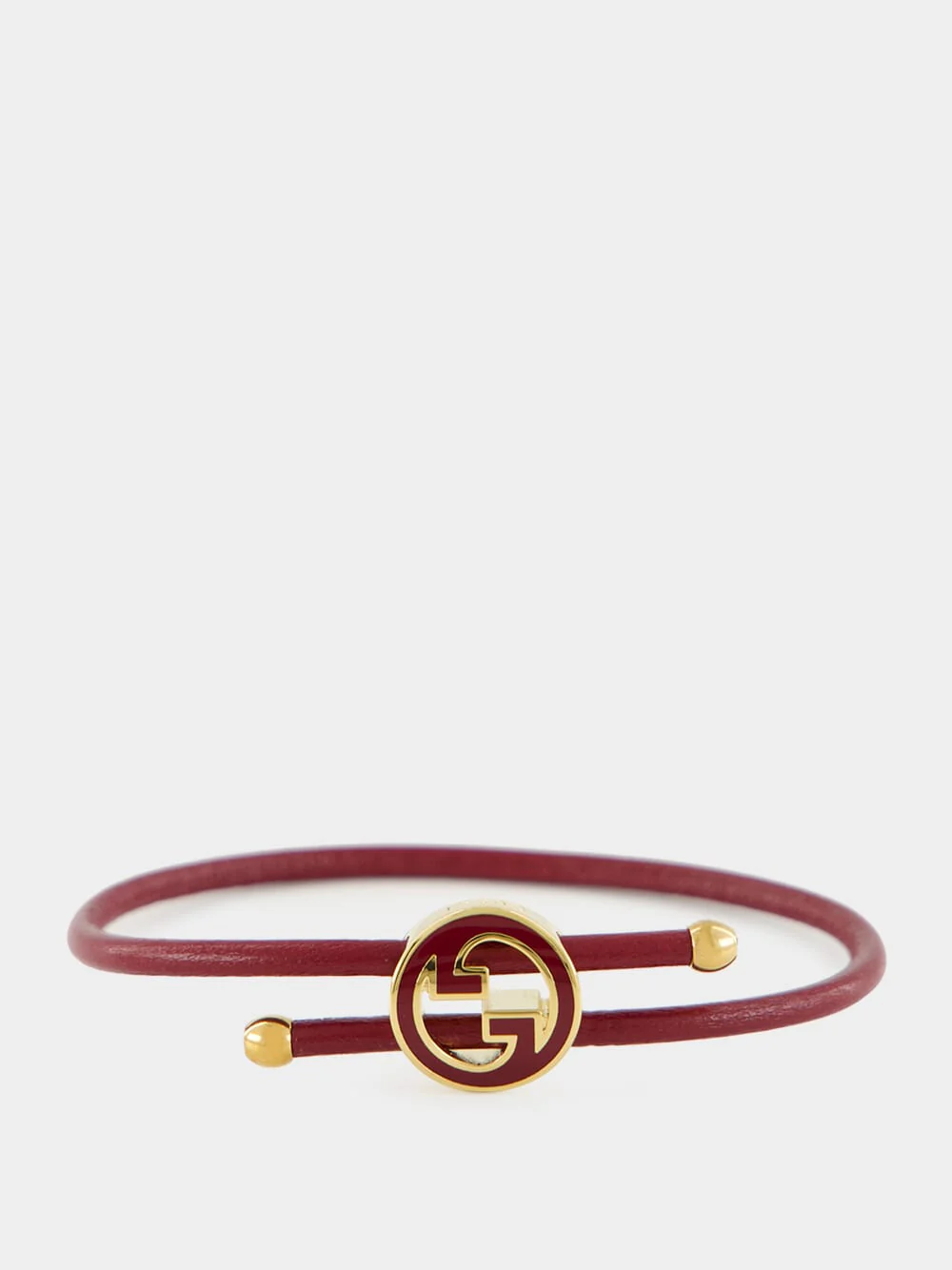 Rosso Ancora Red Leather Interlocking G Bracelet