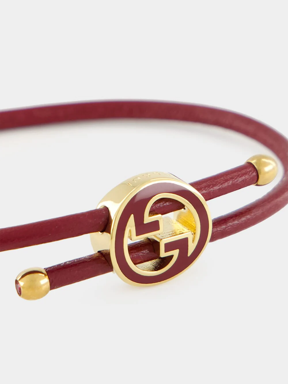 Rosso Ancora Red Leather Interlocking G Bracelet - Image 3