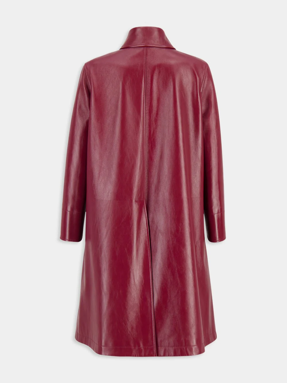 Rosso Ancora Red Shiny Leather Double-Breasted Coat - Image 2