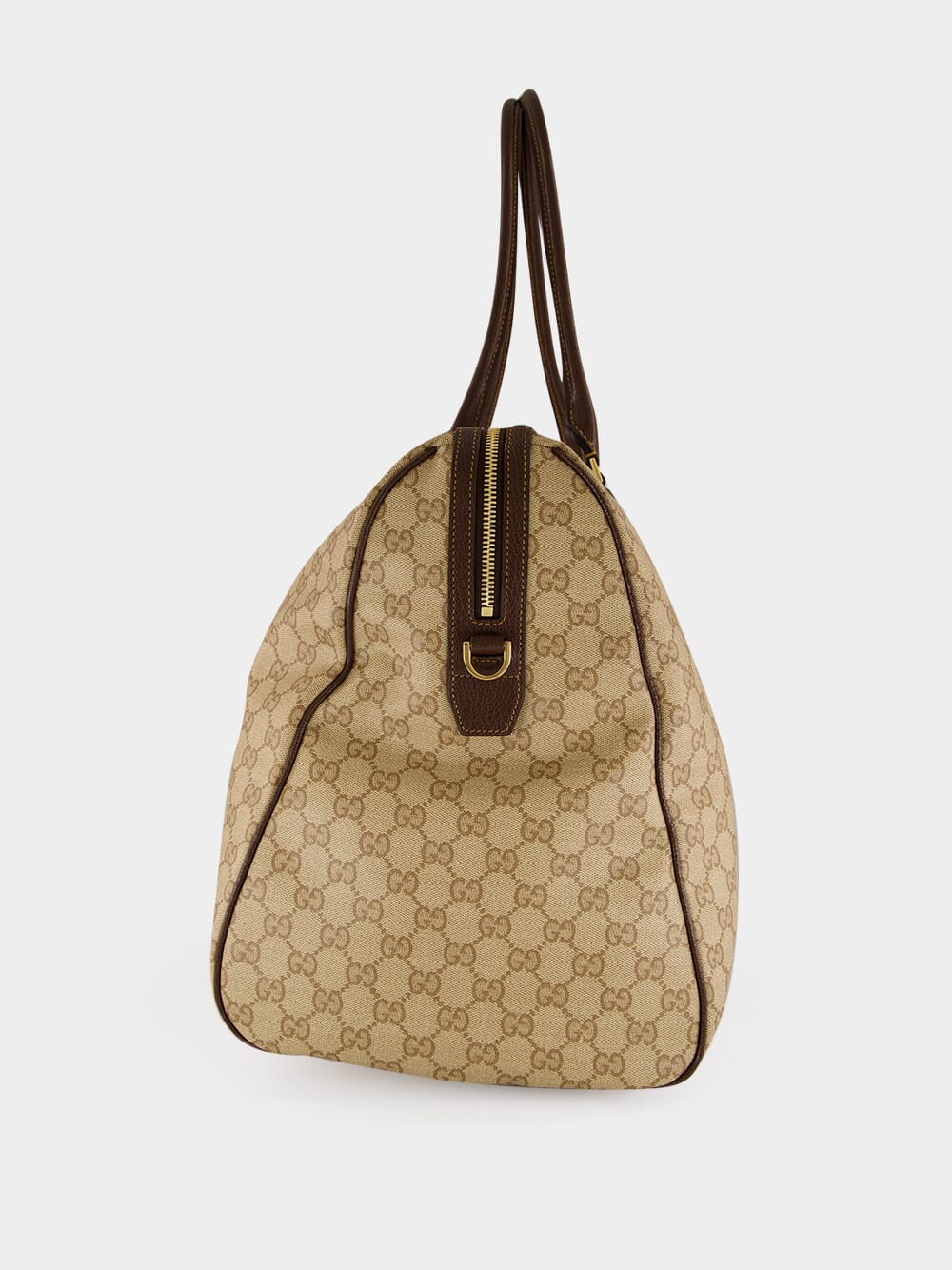 Sand and Brown Medium GG Duffle Bag with Web - Image 3