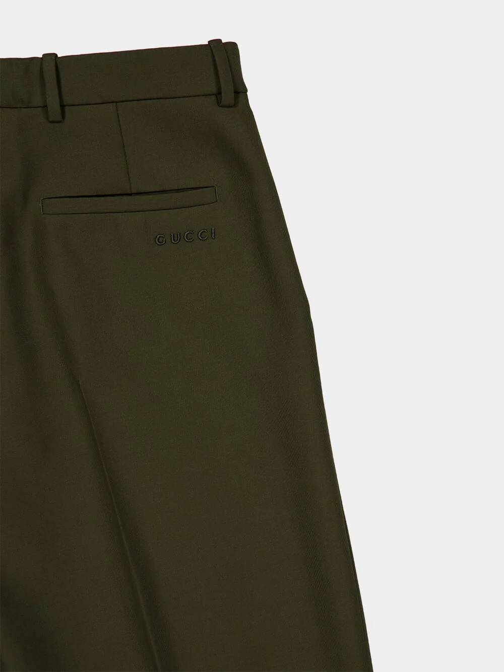 Shady Green Wool Wide-Leg Trousers - Image 4