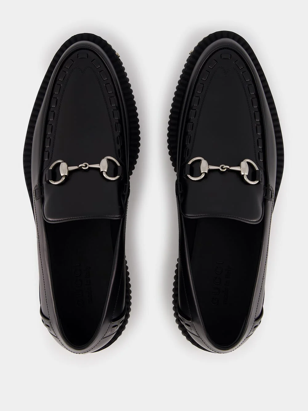Black Leather Horsebit Creeper Shoes - Image 4