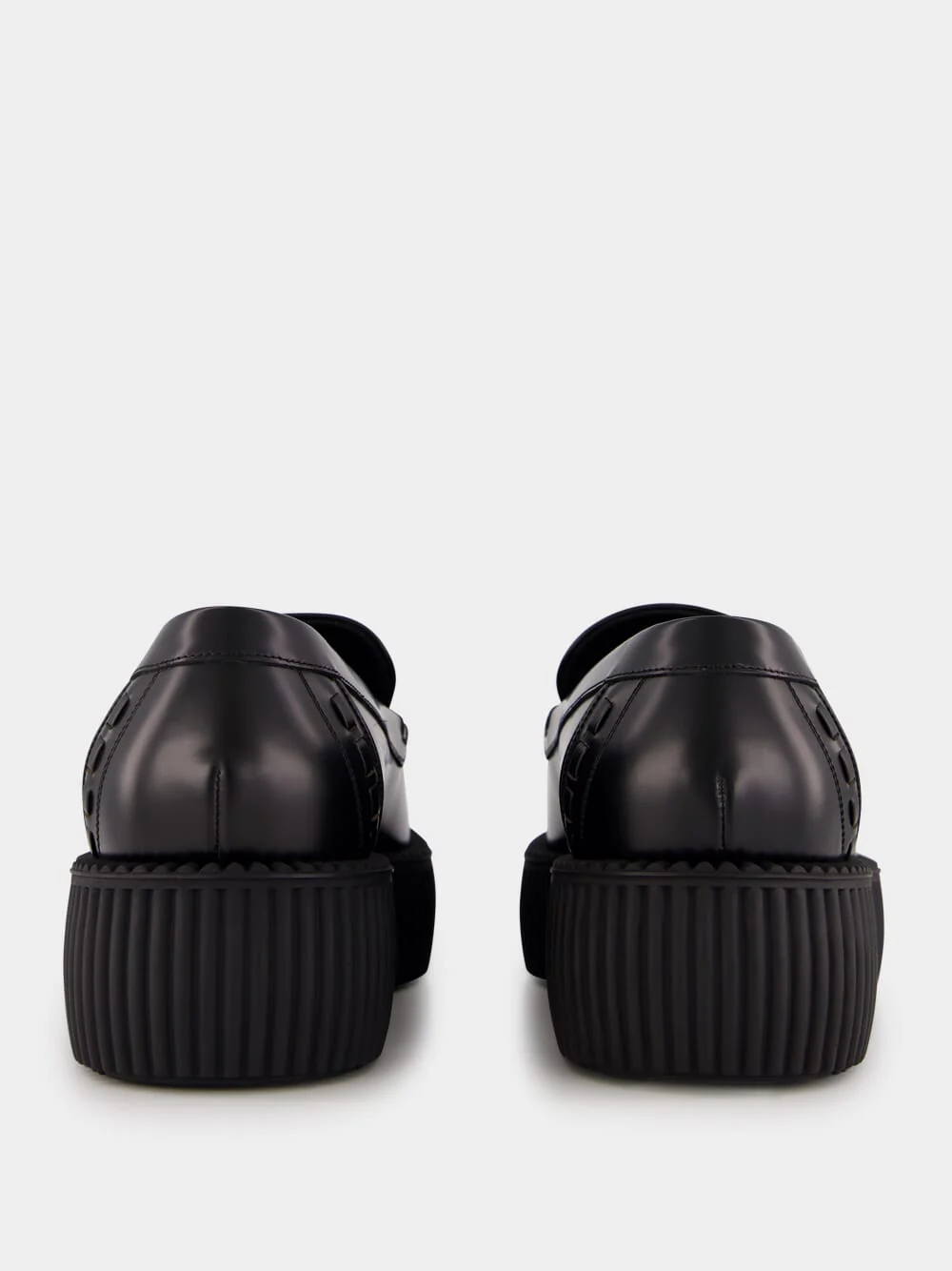 Black Leather Horsebit Creeper Shoes - Image 5