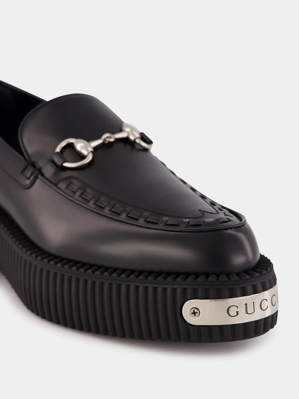 Black Leather Horsebit Creeper Shoes - Image 6