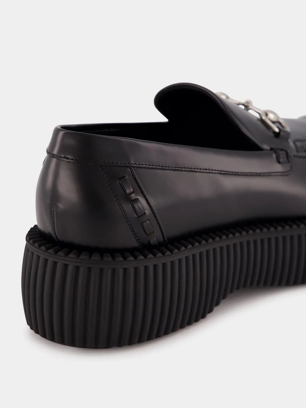Black Leather Horsebit Creeper Shoes - Image 7