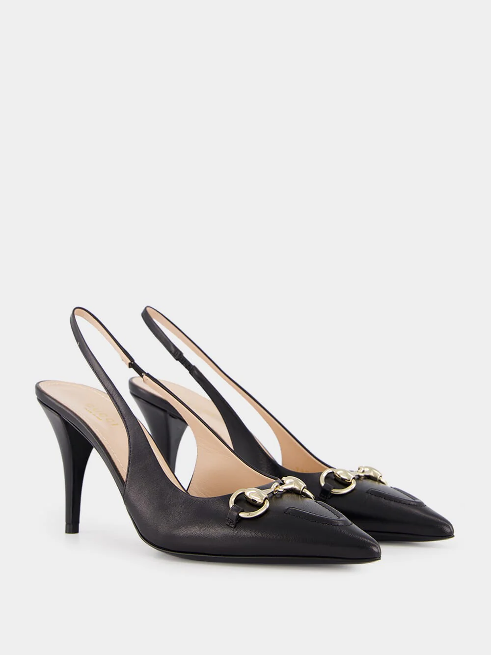 Black Leather Horsebit Pumps - Image 3