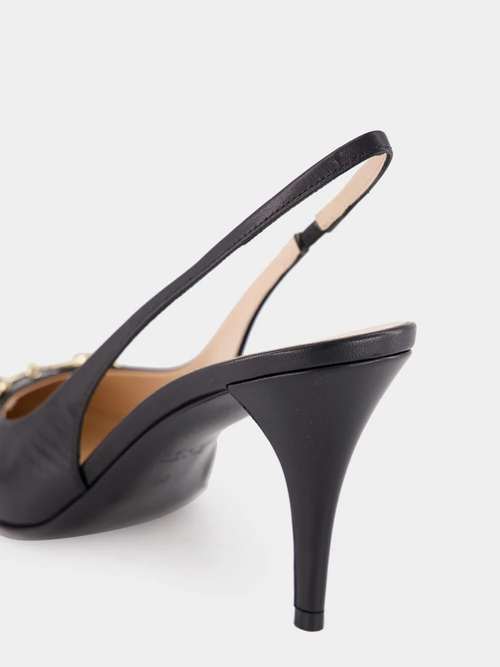 Black Leather Horsebit Pumps - Image 6