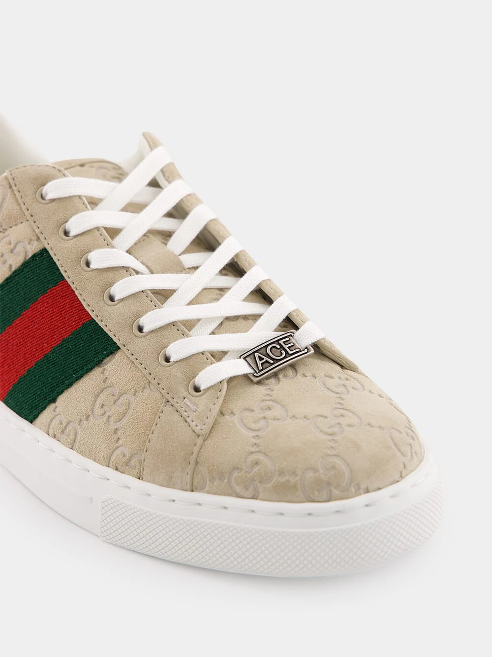 Oatmeal Suede Ace Sneaker with Web - Image 7