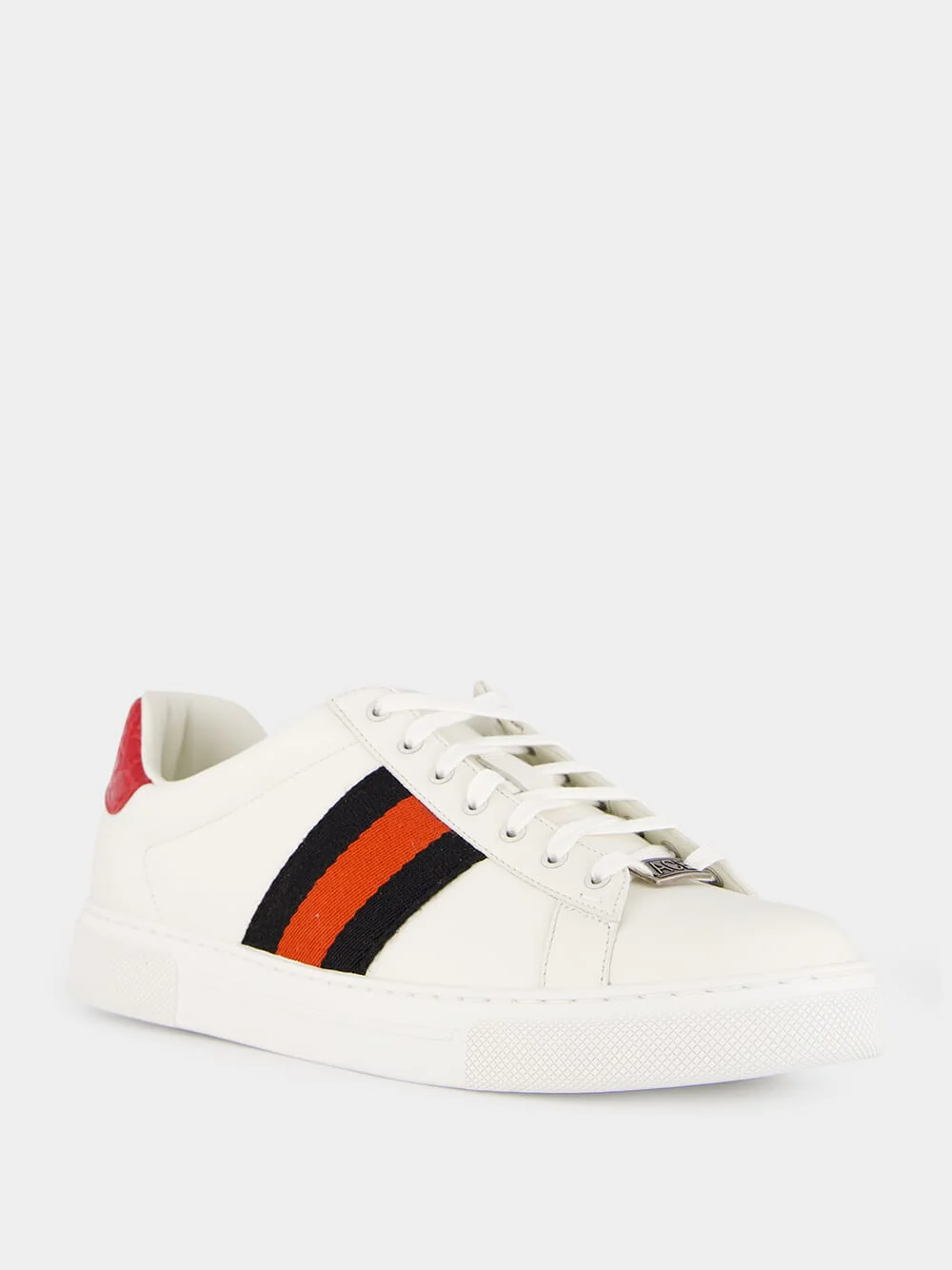 White Plume Leather Sneakers - Image 2