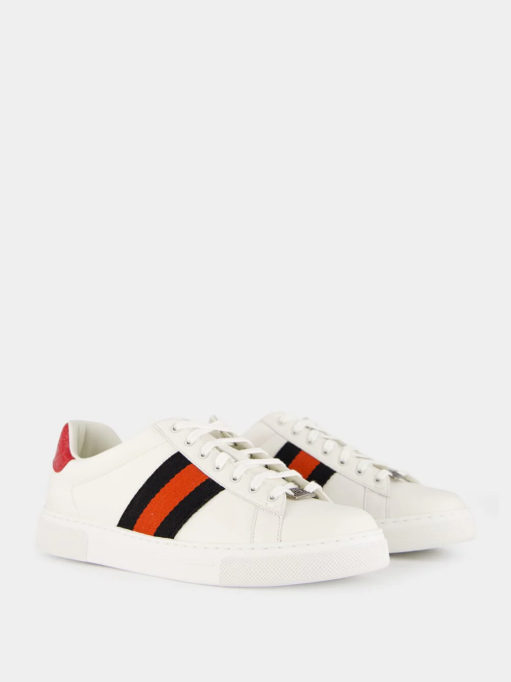 White Plume Leather Sneakers - Image 3
