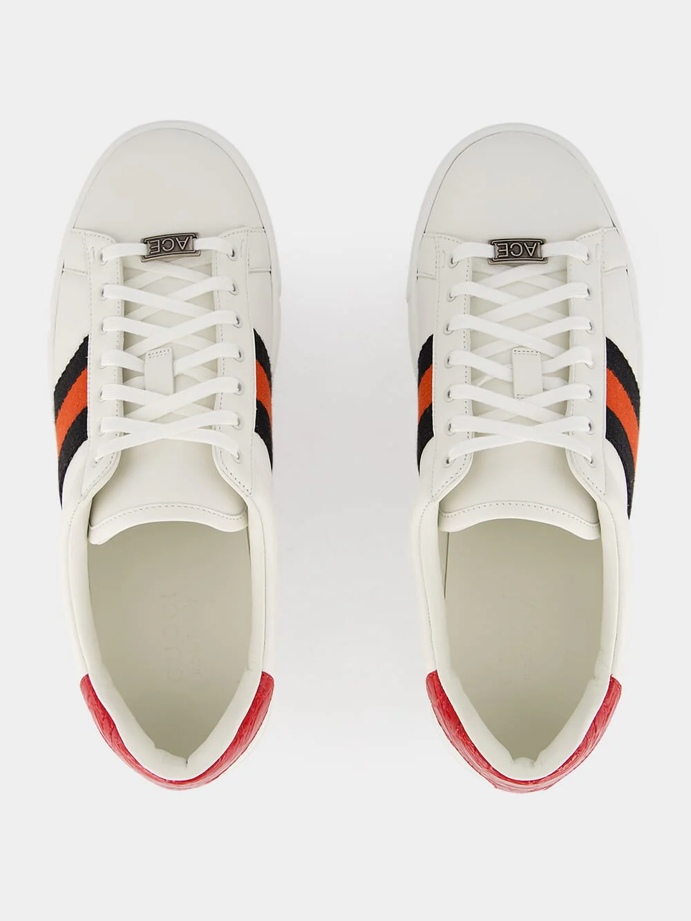 White Plume Leather Sneakers - Image 4
