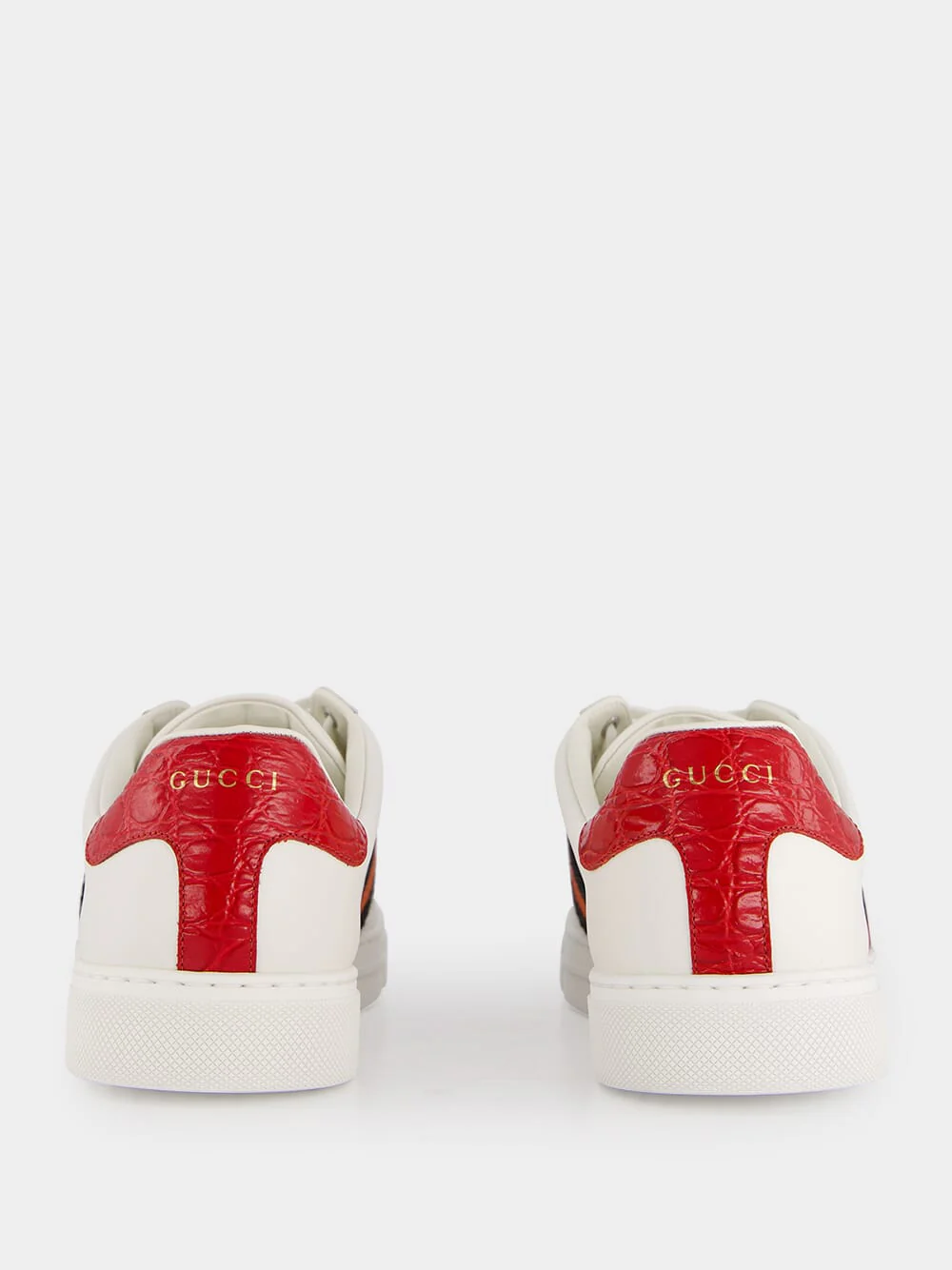 White Plume Leather Sneakers - Image 5