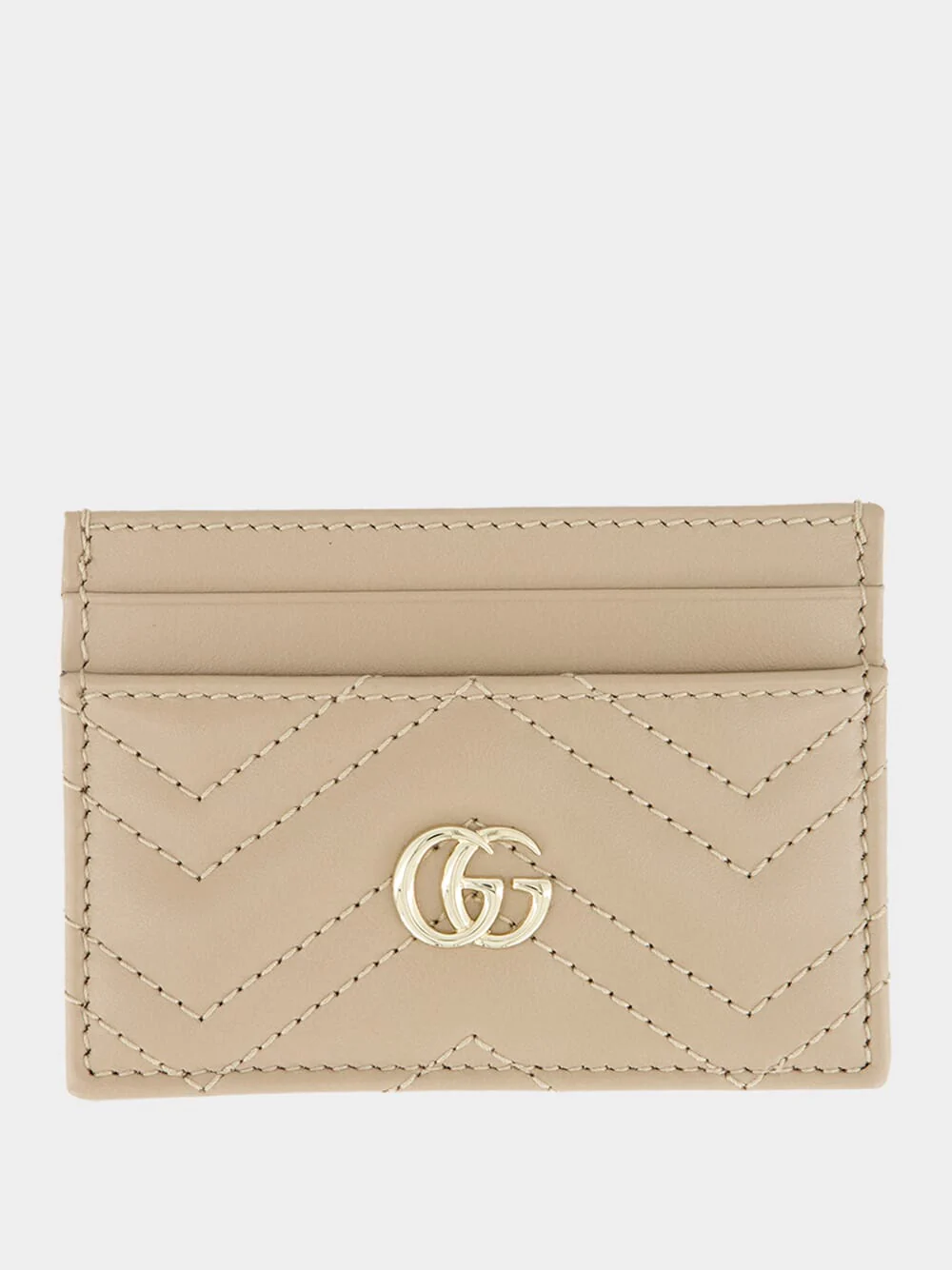 Taupe GG Marmont Leather Card Case