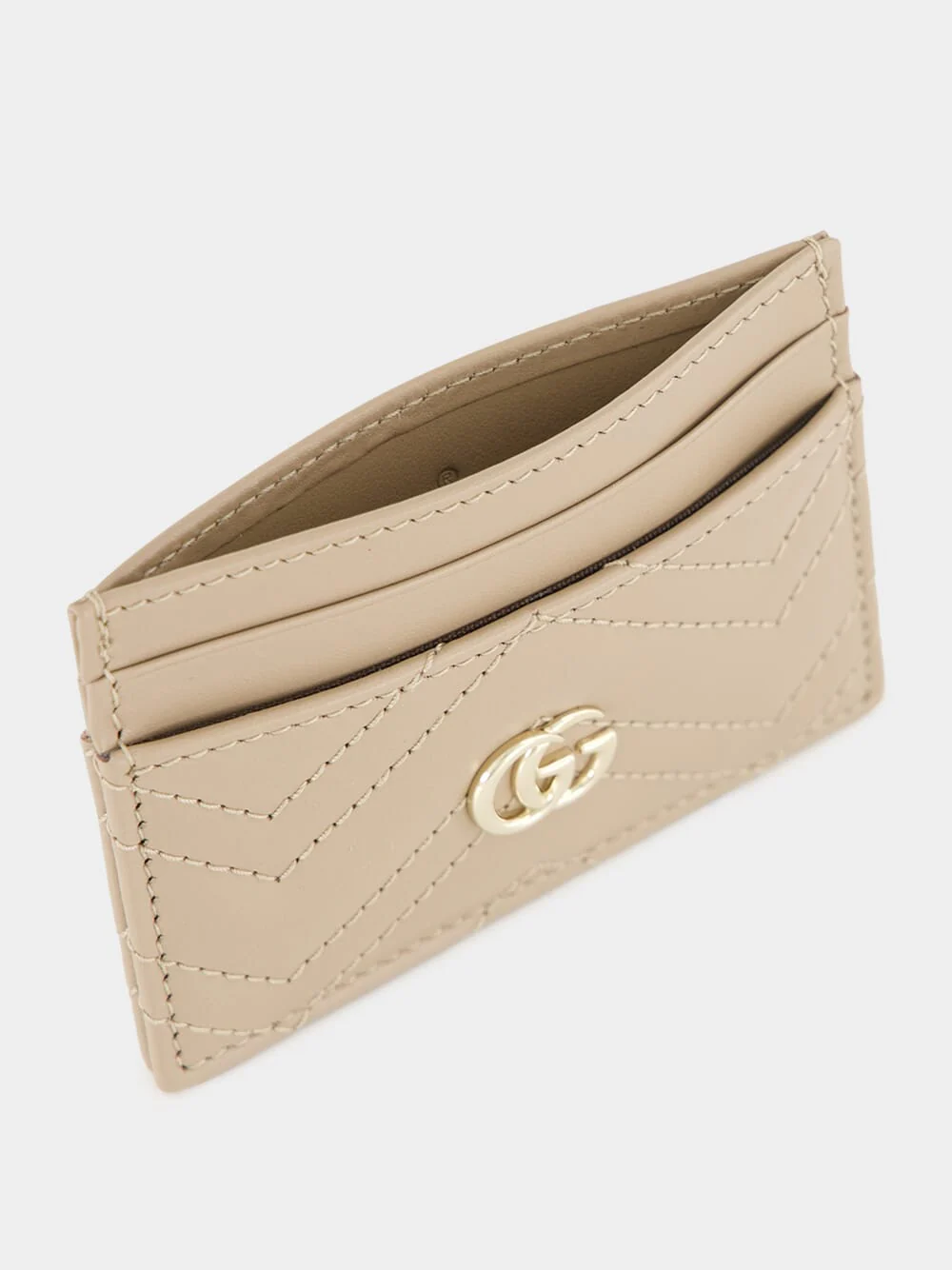 Taupe GG Marmont Leather Card Case - Image 3