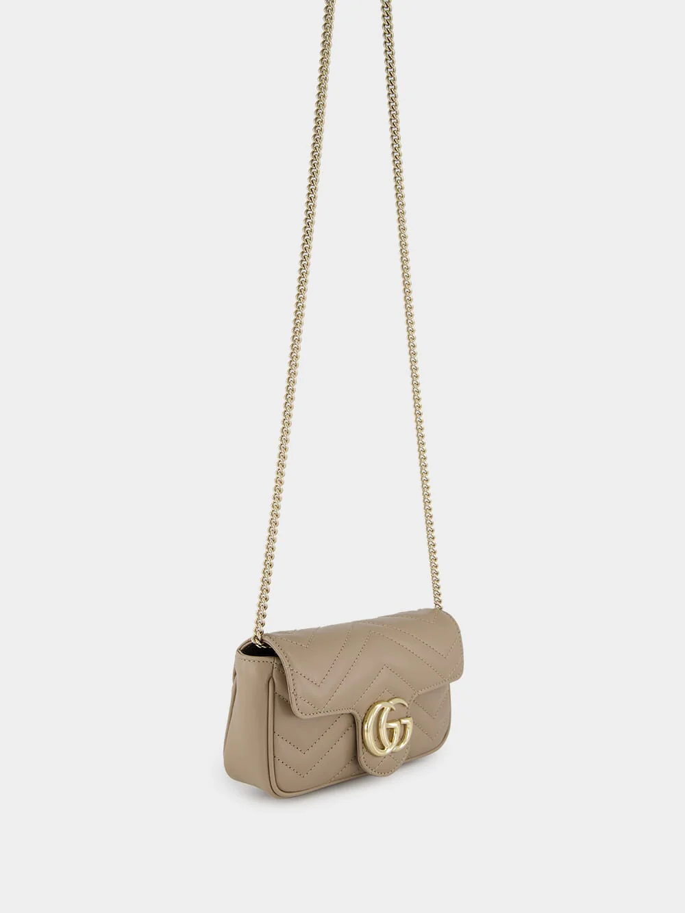 Taupe Leather GG Marmont Super Mini Bag - Image 3