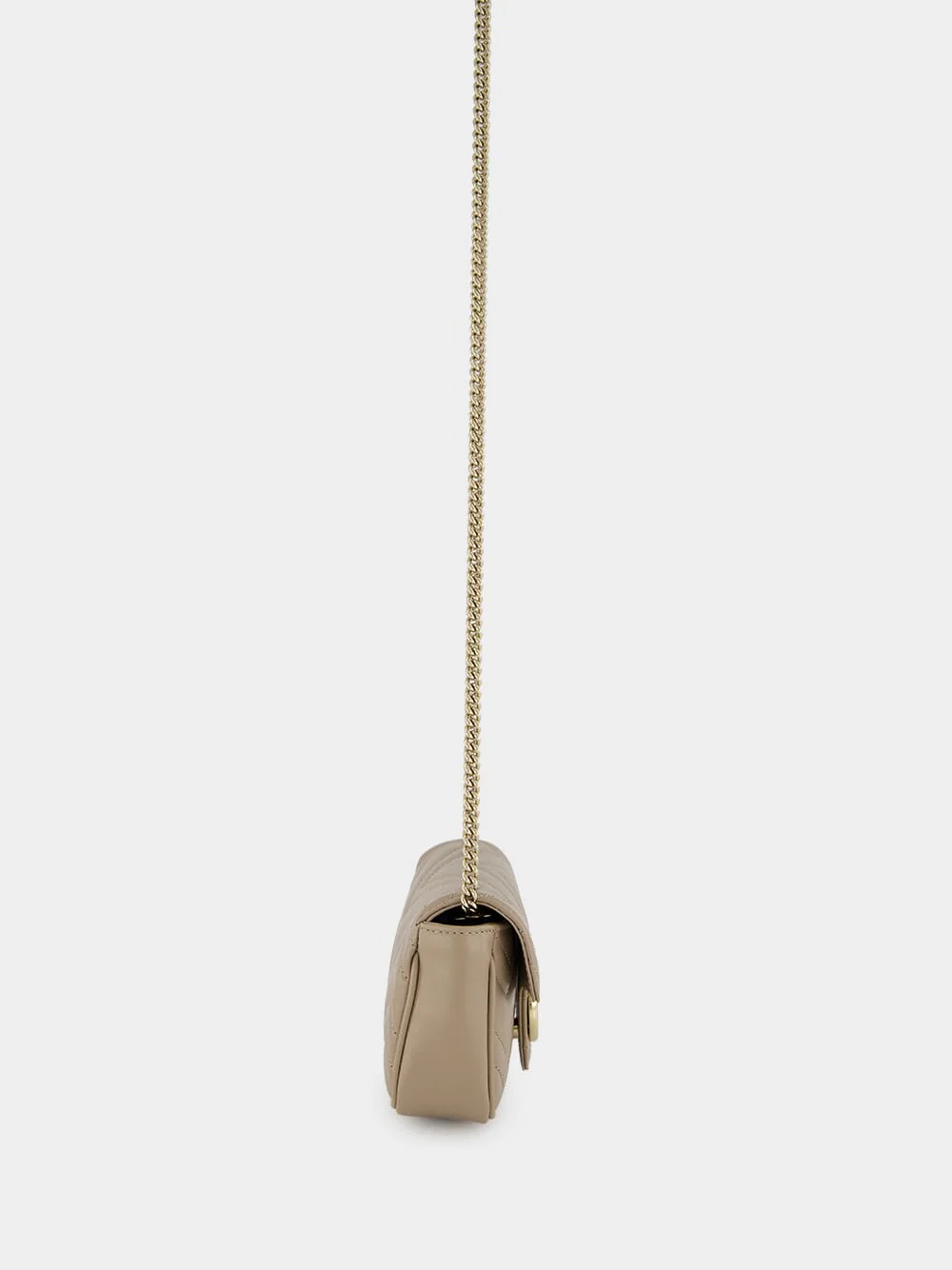 Taupe Leather GG Marmont Super Mini Bag - Image 4