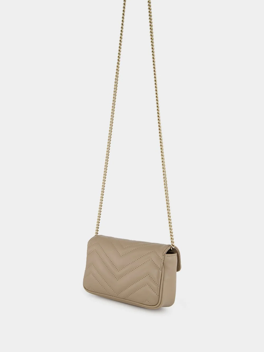 Taupe Leather GG Marmont Super Mini Bag - Image 5