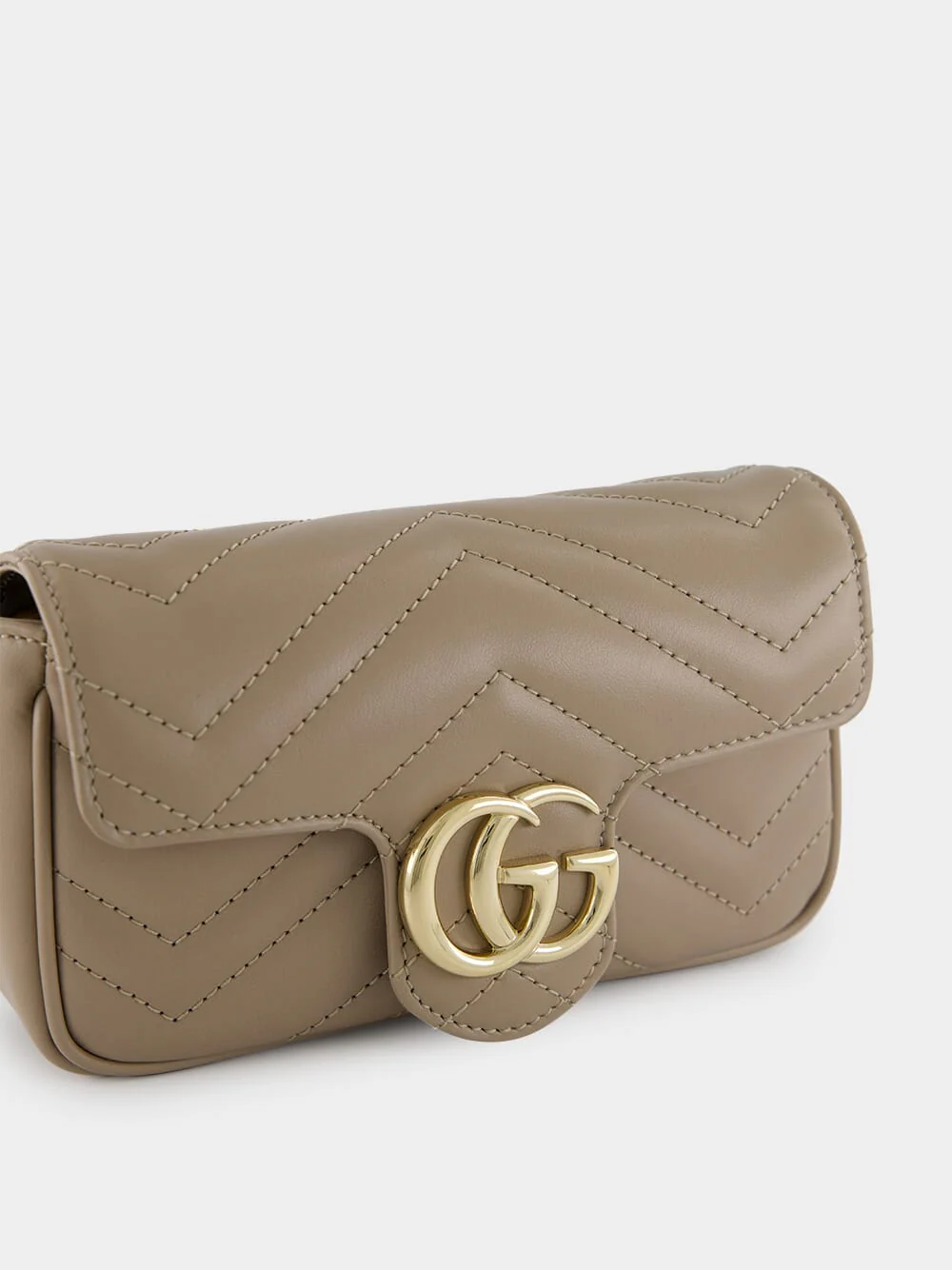 Taupe Leather GG Marmont Super Mini Bag - Image 6
