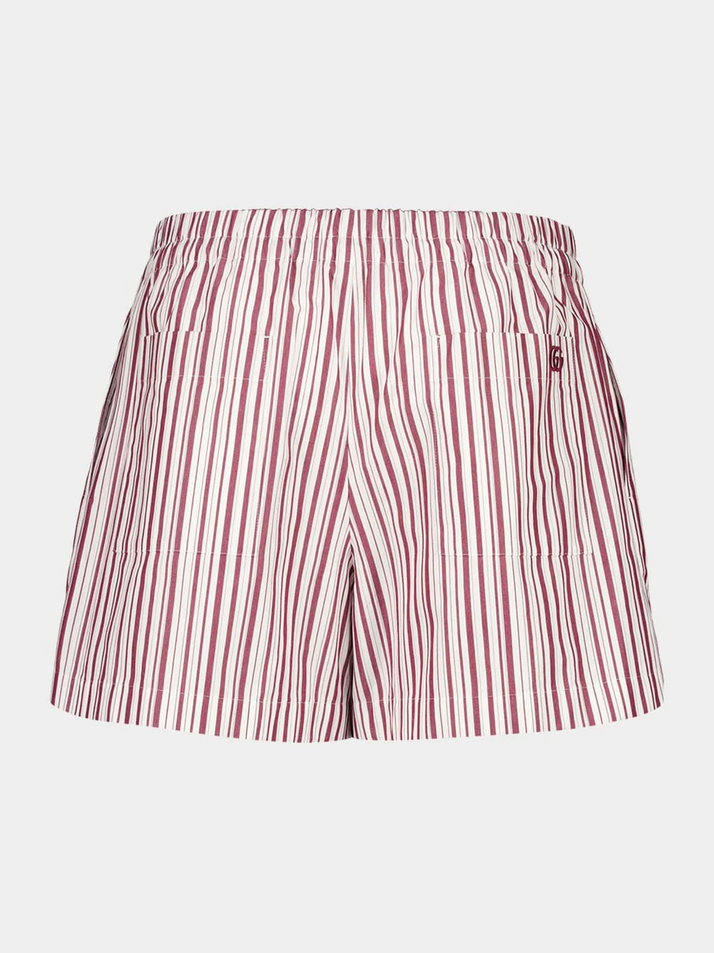 White and Rosso Ancora Striped Cotton Shorts - Image 2