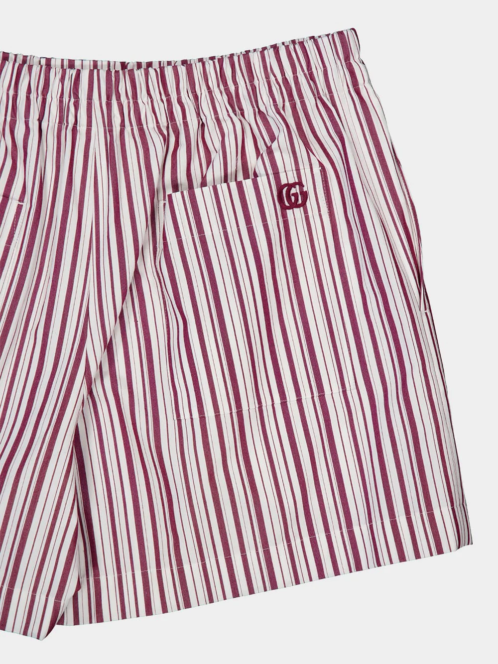 White and Rosso Ancora Striped Cotton Shorts - Image 4