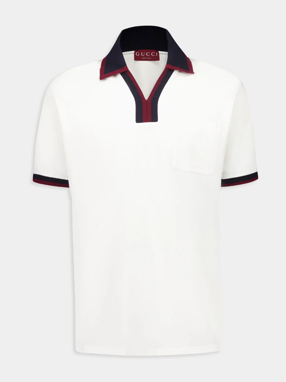 White Cotton Piqué Polo with Contrast Trim
