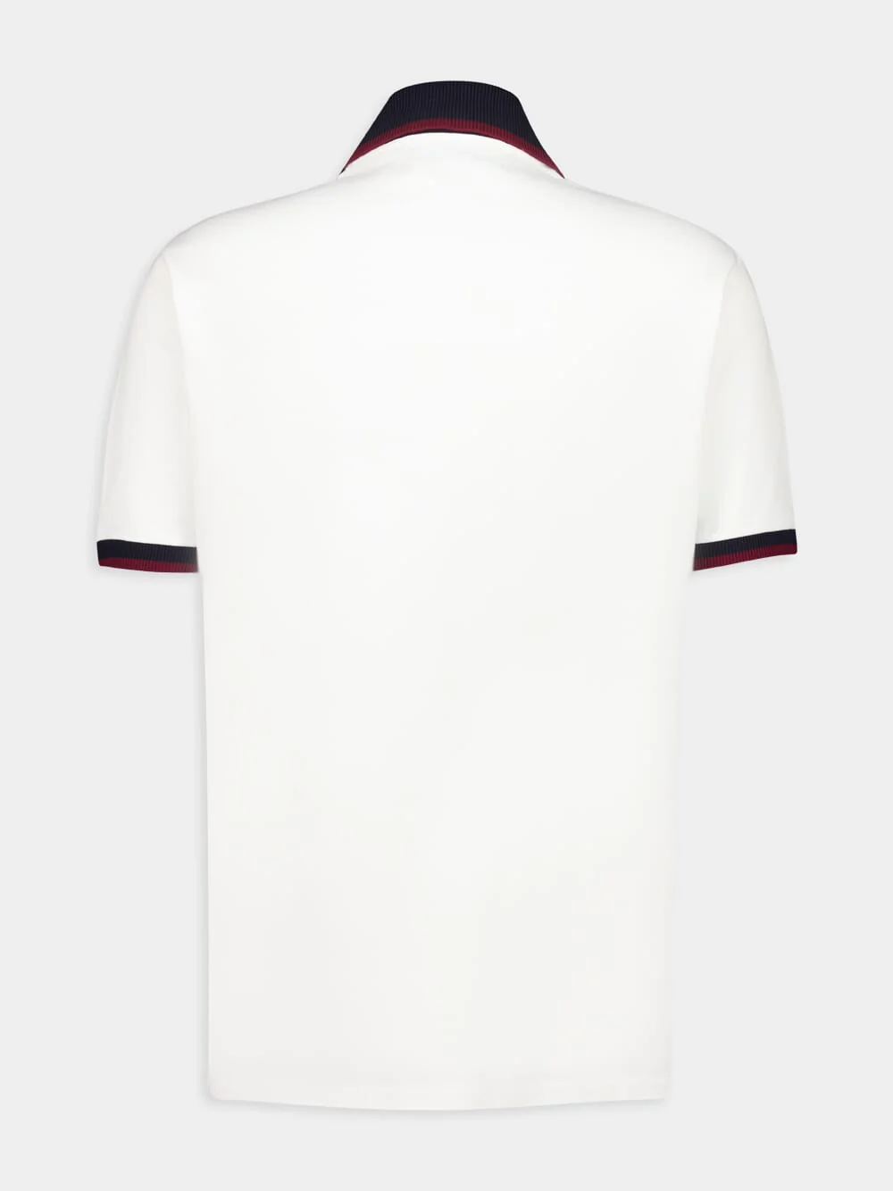 White Cotton Piqué Polo with Contrast Trim - Image 2