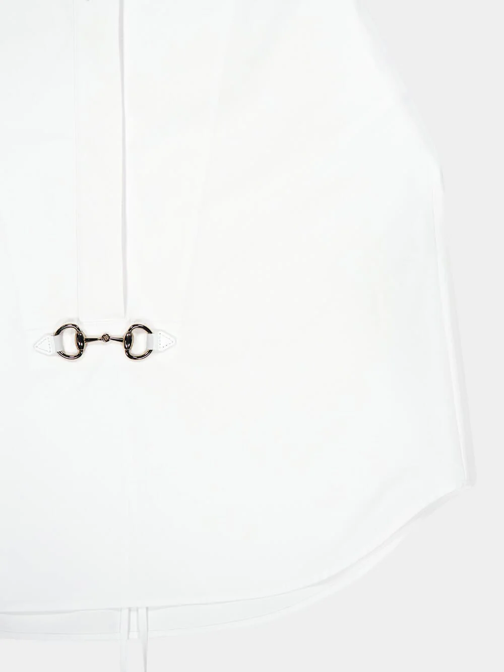 White Cotton Poplin Shirt with Horsebit - Image 4