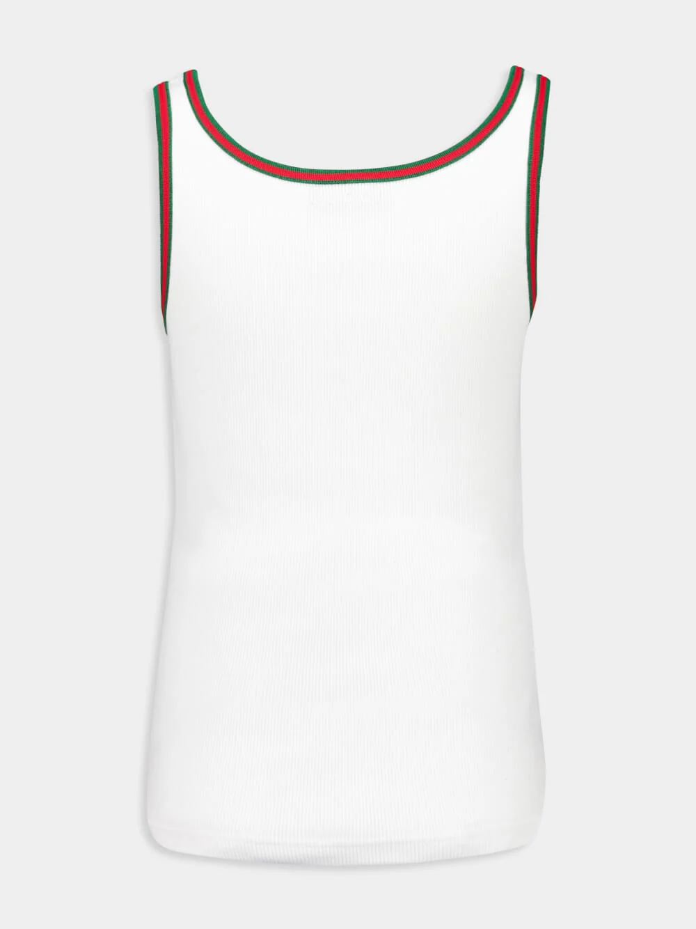 White Cotton Rib Tank Top with Web - Image 2