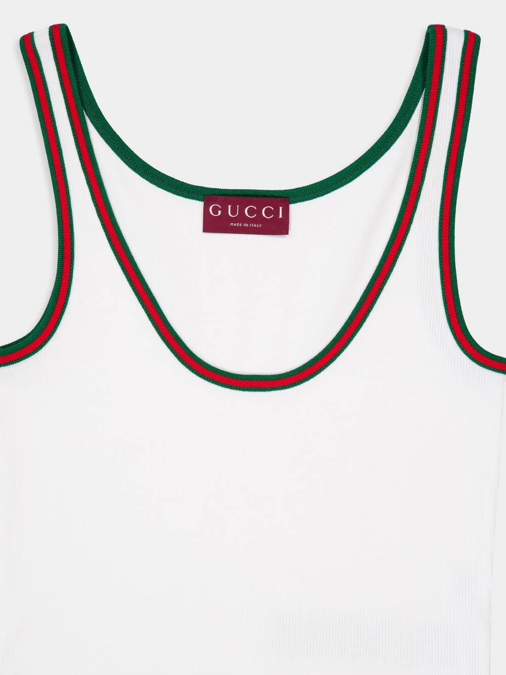 White Cotton Rib Tank Top with Web - Image 3