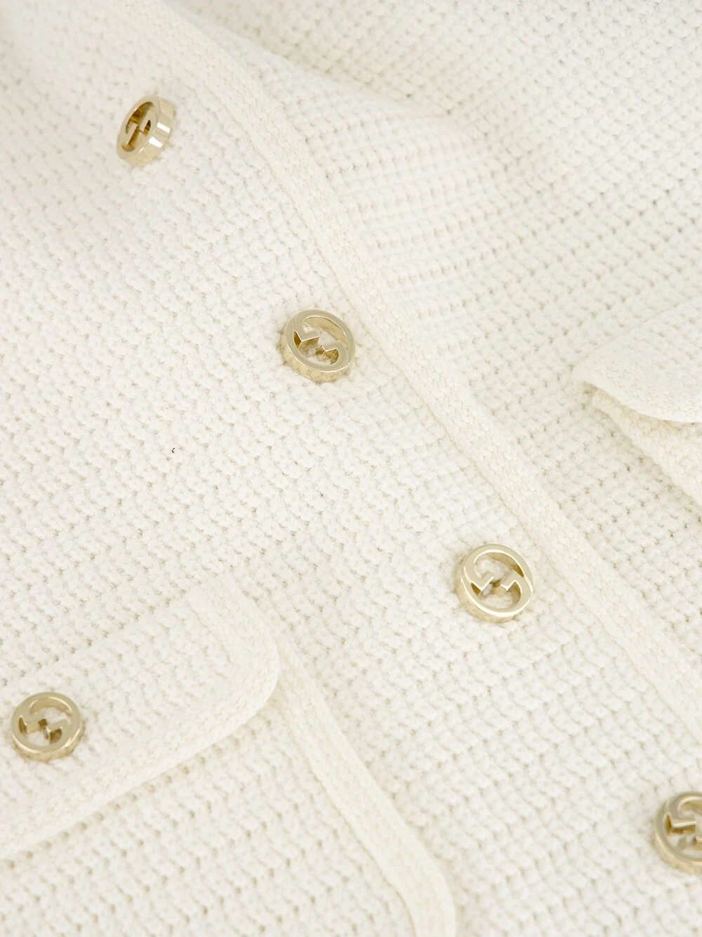 White Fine Cotton Cardigan with G Buttons - Image 5