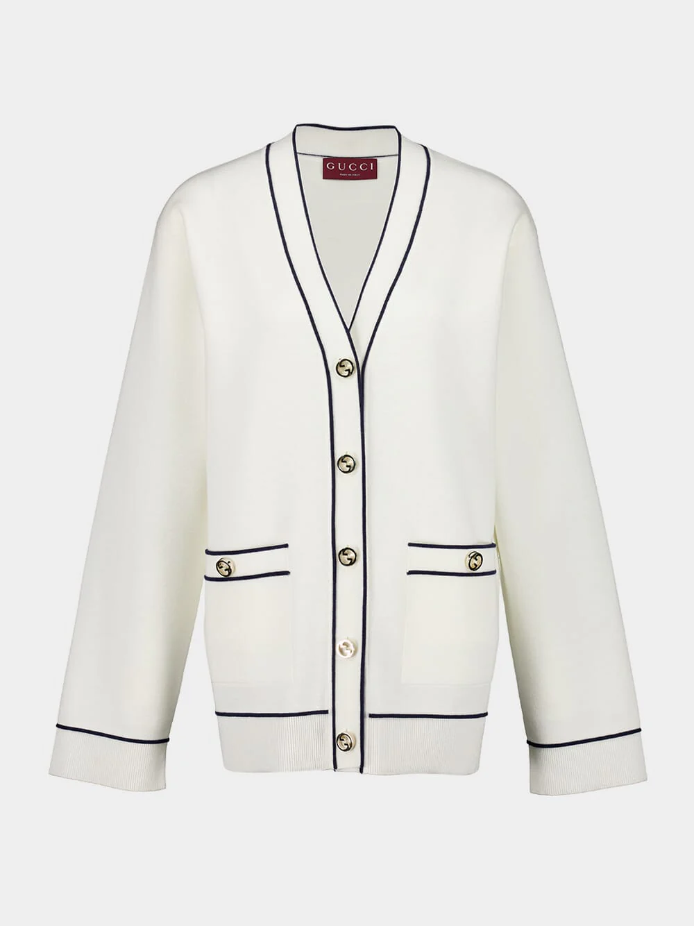 White Fine Wool Cardigan