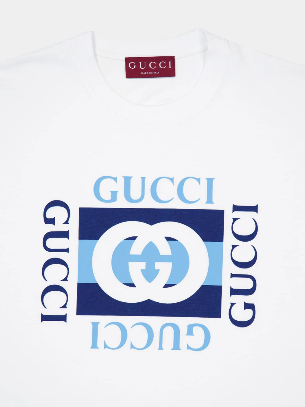 White Interlocking G Print Cotton T-Shirt - Image 3