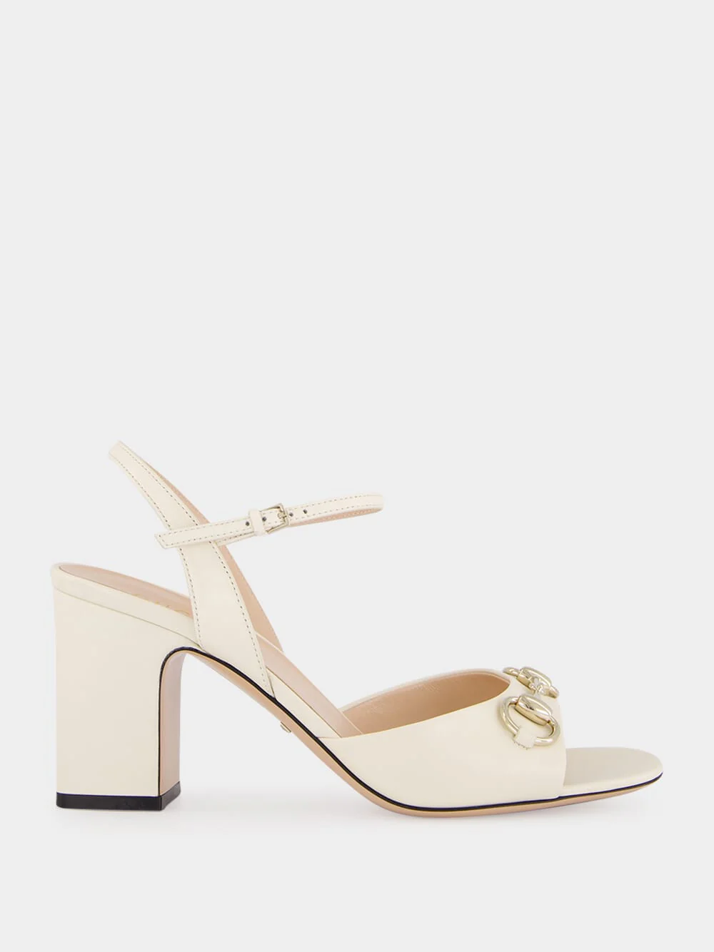 White Leather Horsebit Sandals