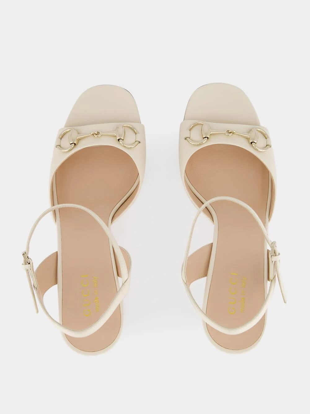 White Leather Horsebit Sandals - Image 4