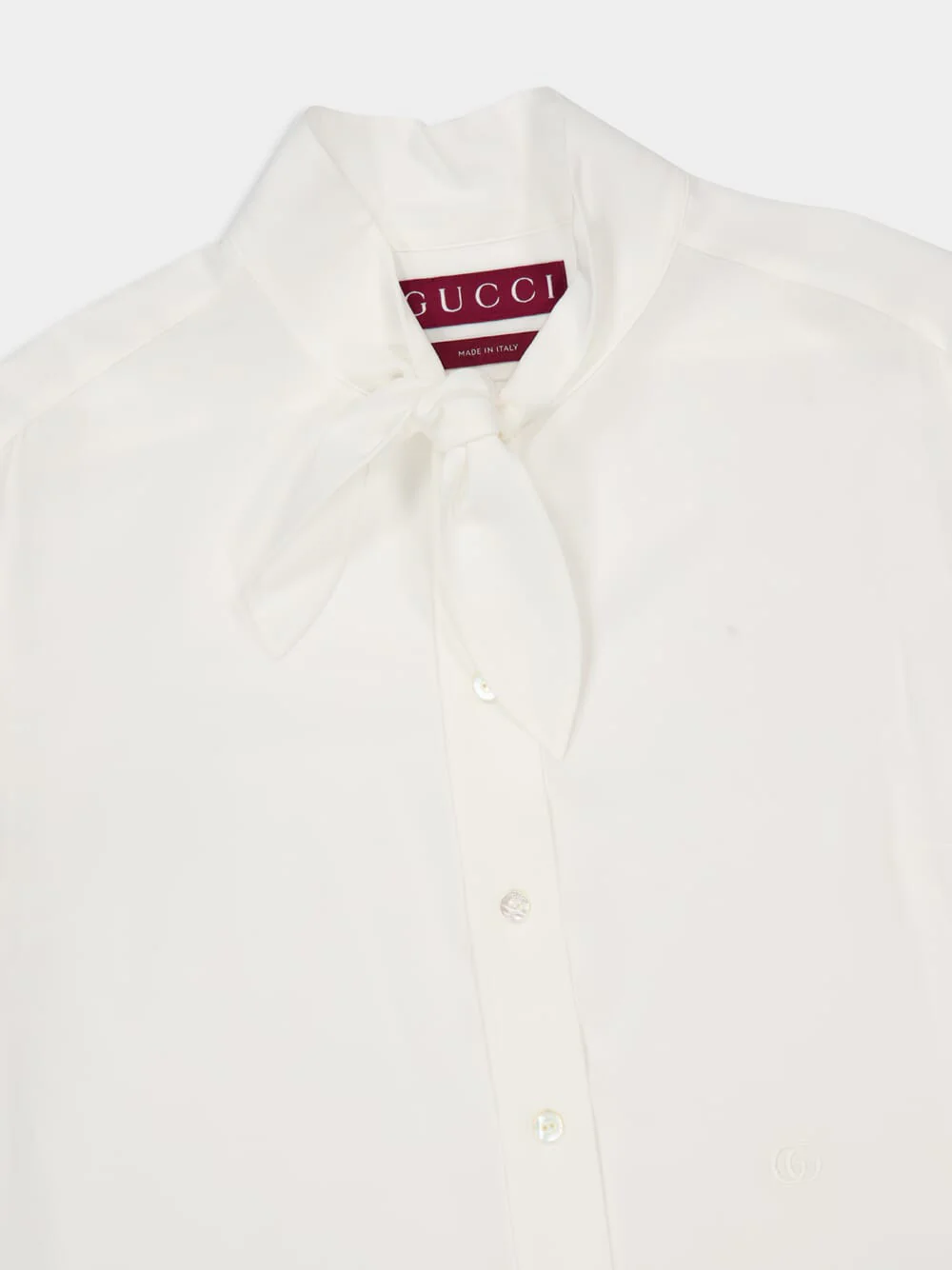 White Silk Crepe Short-Sleeve Shirt - Image 3